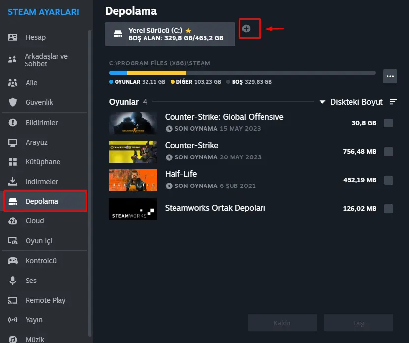 Steam yeni depolama alanı
