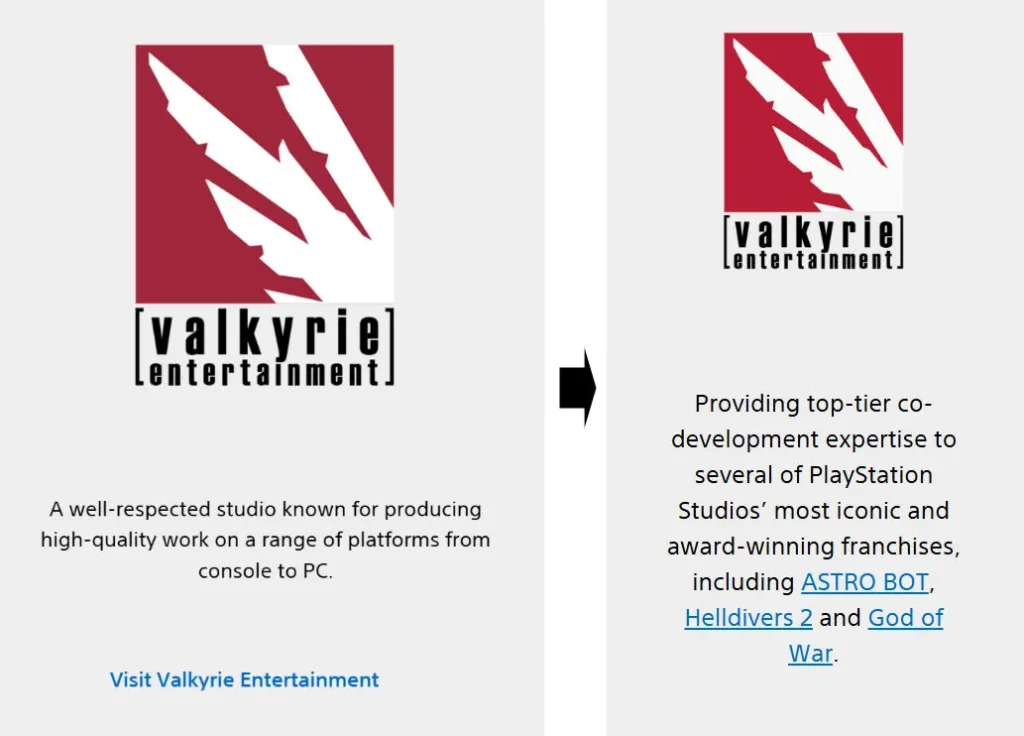 Valkyrie stüdyosunda, PC oyunları ibareleri kaldırıldı.